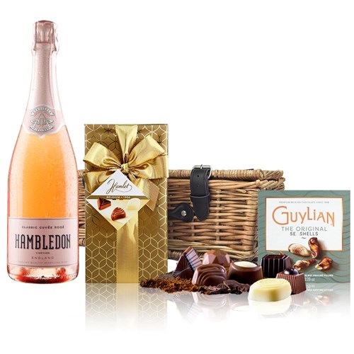 Hambledon Classic Cuvee Rose English Sparkling Wine 75cl And Chocolates Hamper